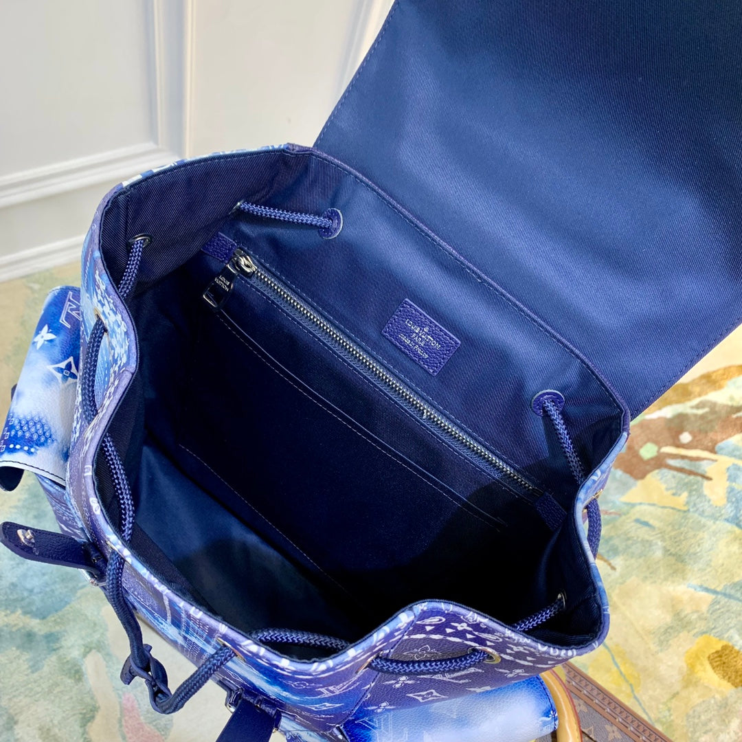 Louis Vuitton LV M20554 Christopher PM Backpack Leather Blue