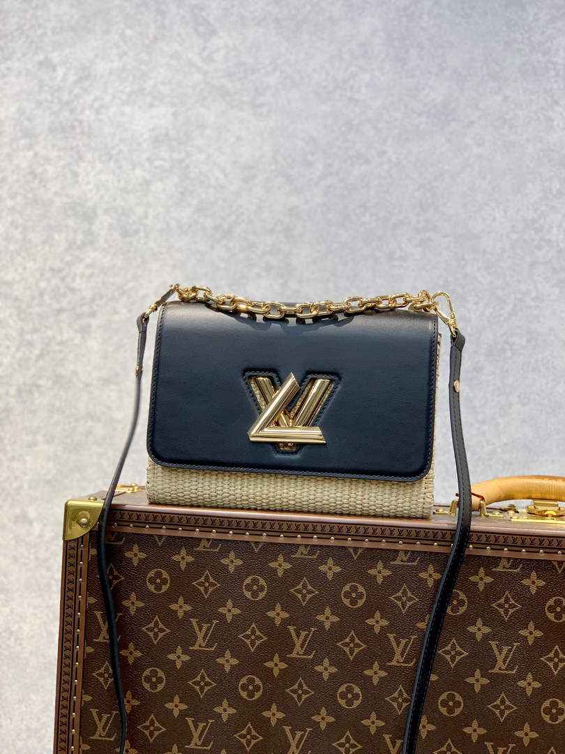 Louis Vuitton LV M57648 Twist MM Handbag Black