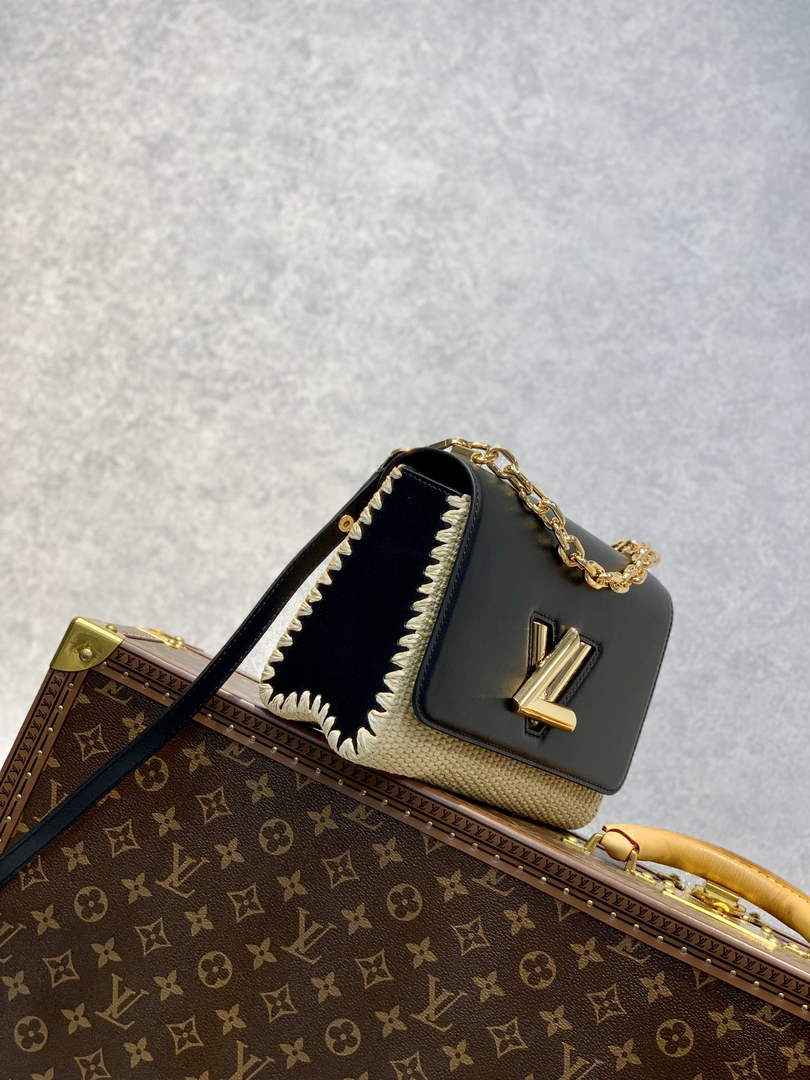 Louis Vuitton LV M57648 Twist MM Handbag Black