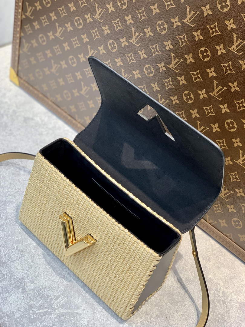 Louis Vuitton LV M57648 Twist MM Handbag Black
