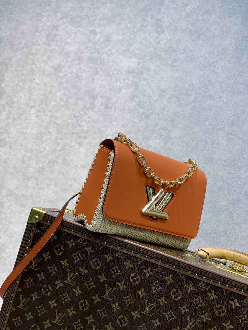 Louis Vuitton LV M57648 Twist MM Handbag Caramel