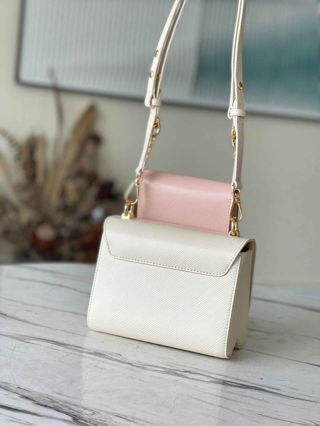 Louis Vuitton LV M59886 Twist PM Bag Epi Leather Beige Pink