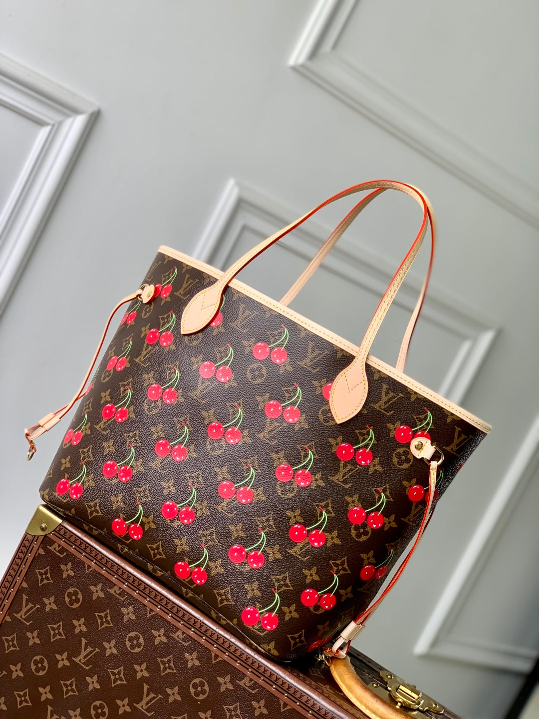 Louis Vuitton LV x TM Neverfull MM Bag M13263 Monogram cherry canvas
