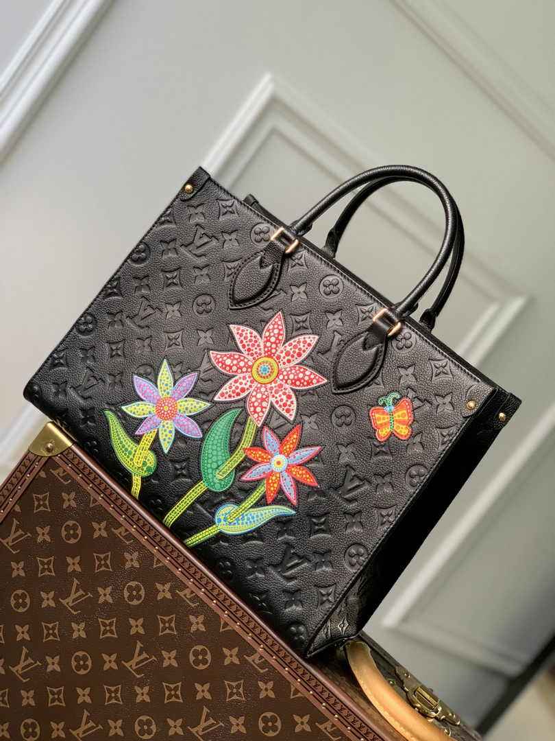 Louis Vuitton LV x YK OnTheGo MM Bag M46416 Black Leather - Default Title - View 1