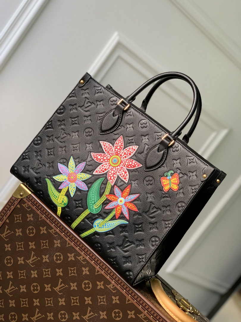 Louis Vuitton LV x YK OnTheGo MM Bag M46416 Black Leather - Default Title - View 1