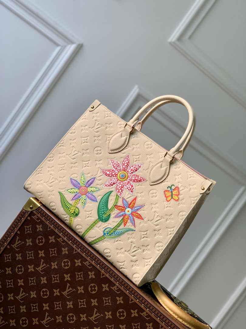 Louis Vuitton LV x YK OnTheGo MM Bag M46416 Beige Leather - Default Title - View 1