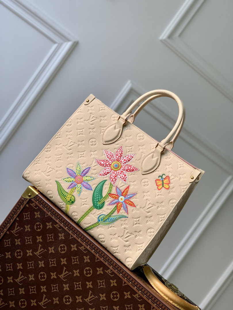 Louis Vuitton LV x YK OnTheGo MM Bag M46416 Beige Leather - Default Title - View 1
