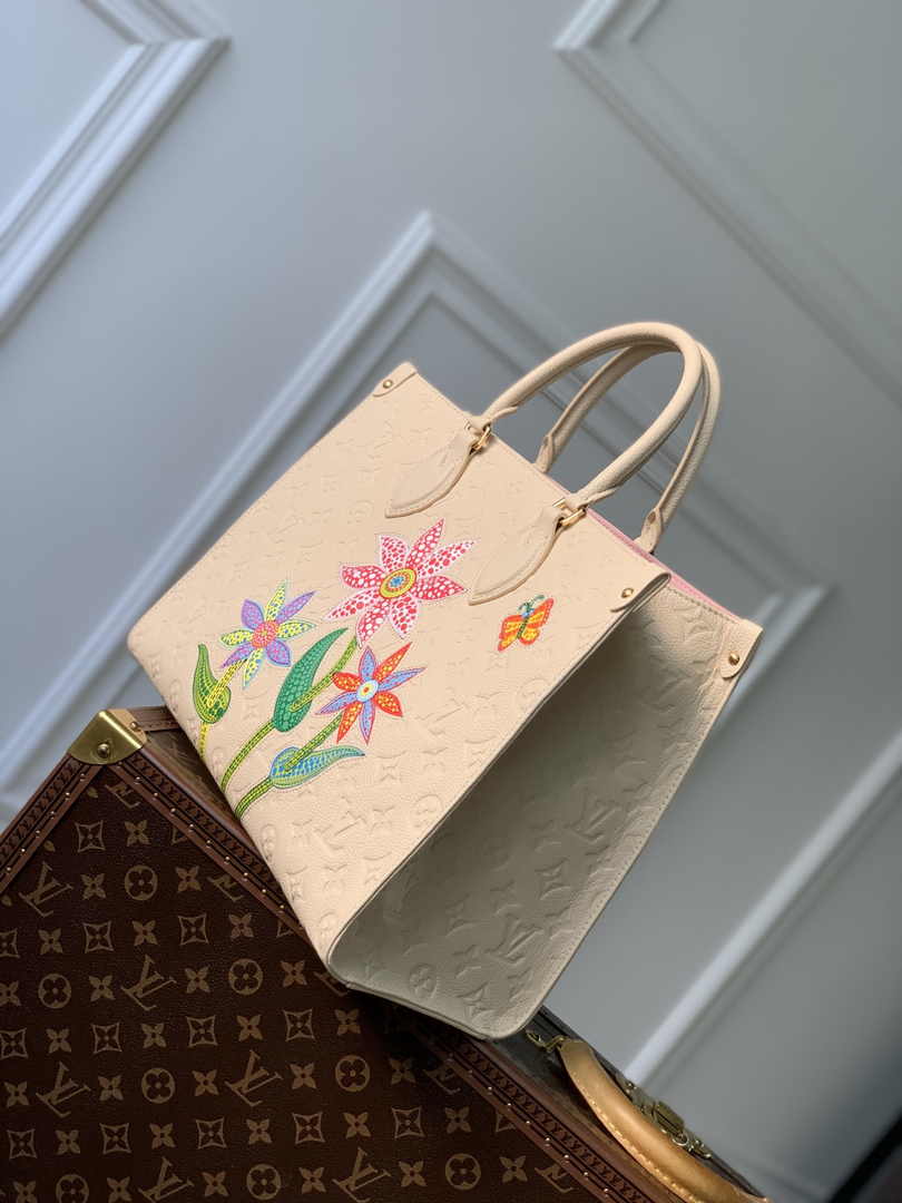 Louis Vuitton LV x YK OnTheGo MM Bag M46416 Beige Leather - Default Title - View 3