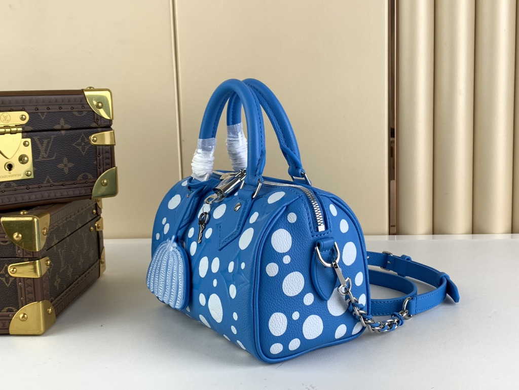 Louis Vuitton LV x YK Speedy Bandoulière 20 M46425 Blue Monogram Empreinte