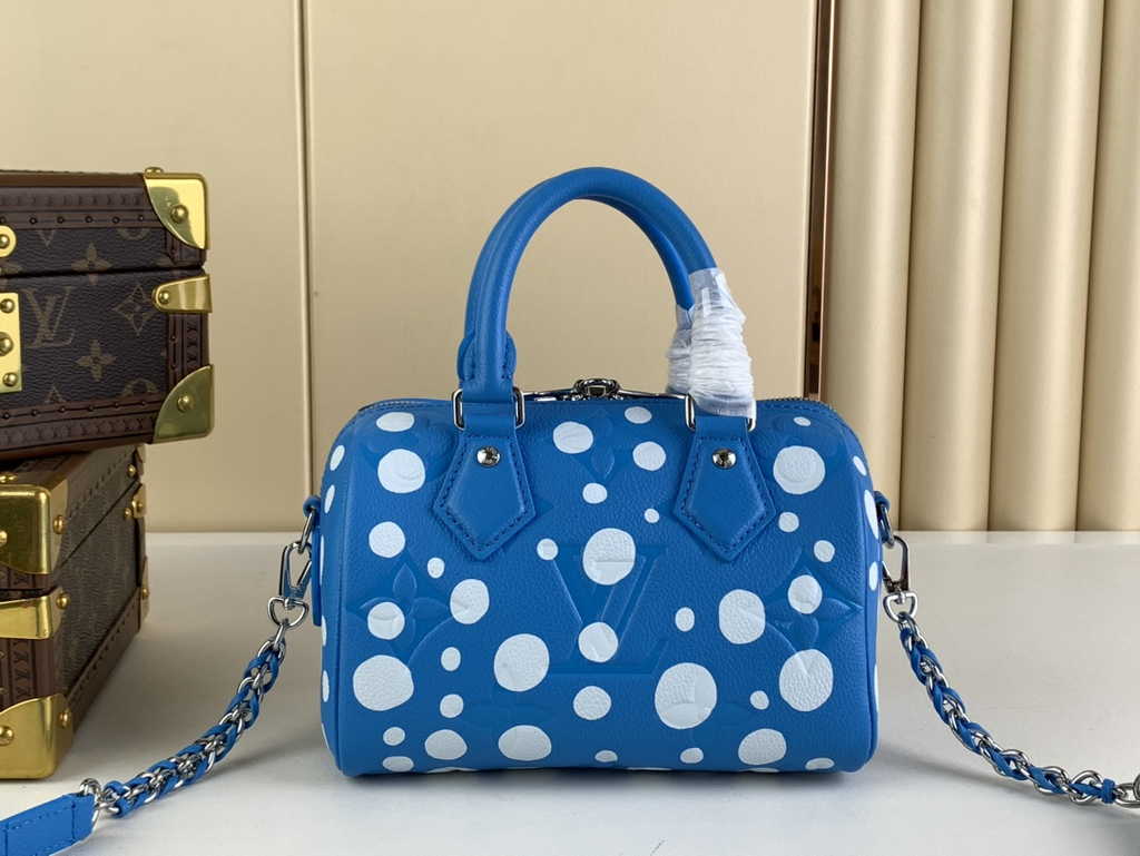 Louis Vuitton LV x YK Speedy Bandoulière 20 M46425 Blue Monogram Empreinte