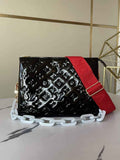 Louis Vuitton M20369 Coussin MM Handbags patent calfskin Black Red