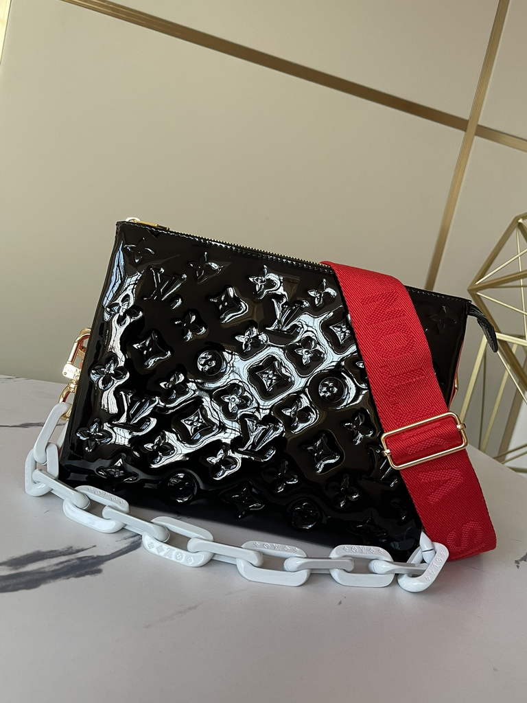 Louis Vuitton M20369 Coussin MM Handbags patent calfskin Black Red - Default Title - View 2