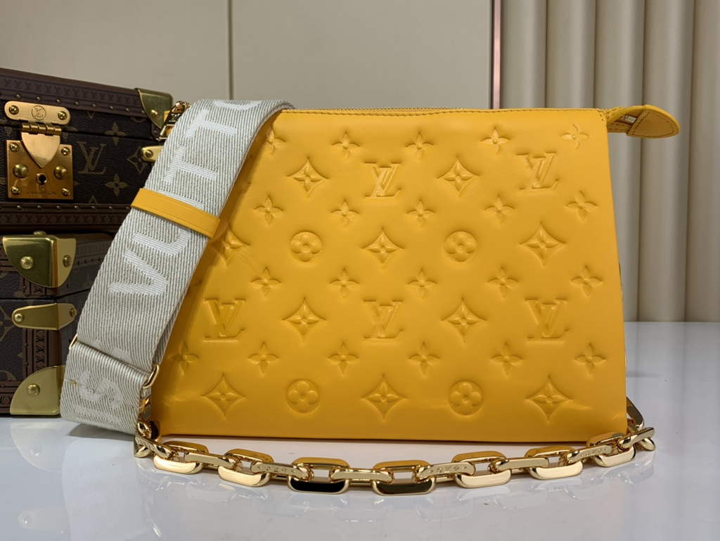 Louis Vuitton M20378 Coussin PM Handbag Lambskin Yellow - Default Title - View 1