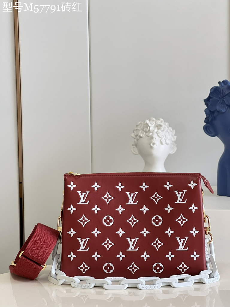 Louis Vuitton M20761 Coussin PM Handbag Lambskin Wine Red - Default Title - View 1