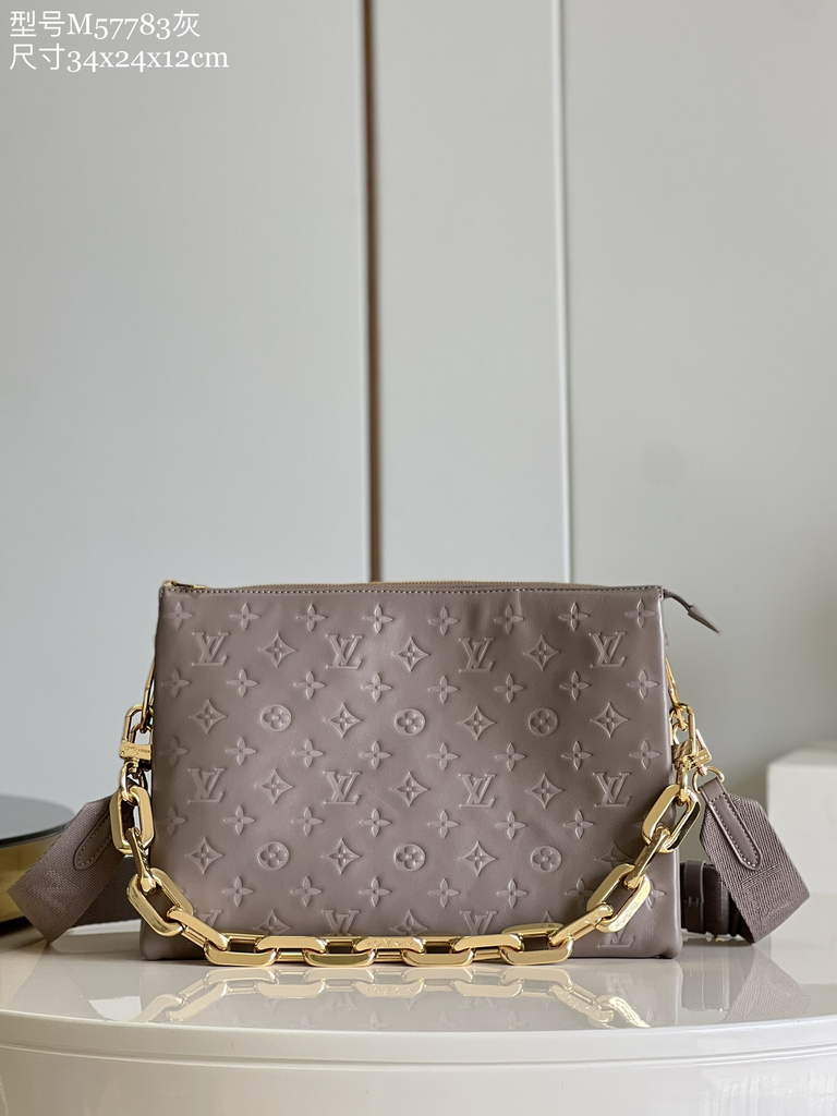 Louis Vuitton M20771 Coussin MM Shoulder Handbags Lambskin Gray - Default Title - View 1