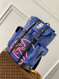 Louis Vuitton M21104 Christopher Backpack MM Leather Blue