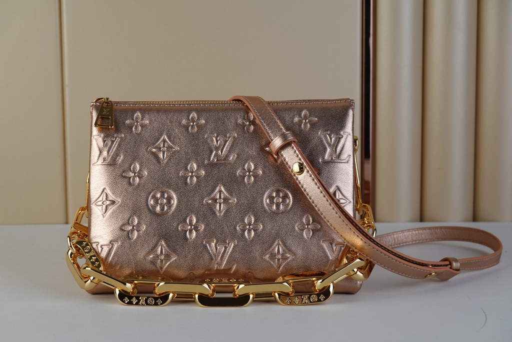 Louis Vuitton M21148 Coussin BB Handbag Calfskin Leather Pink Gold