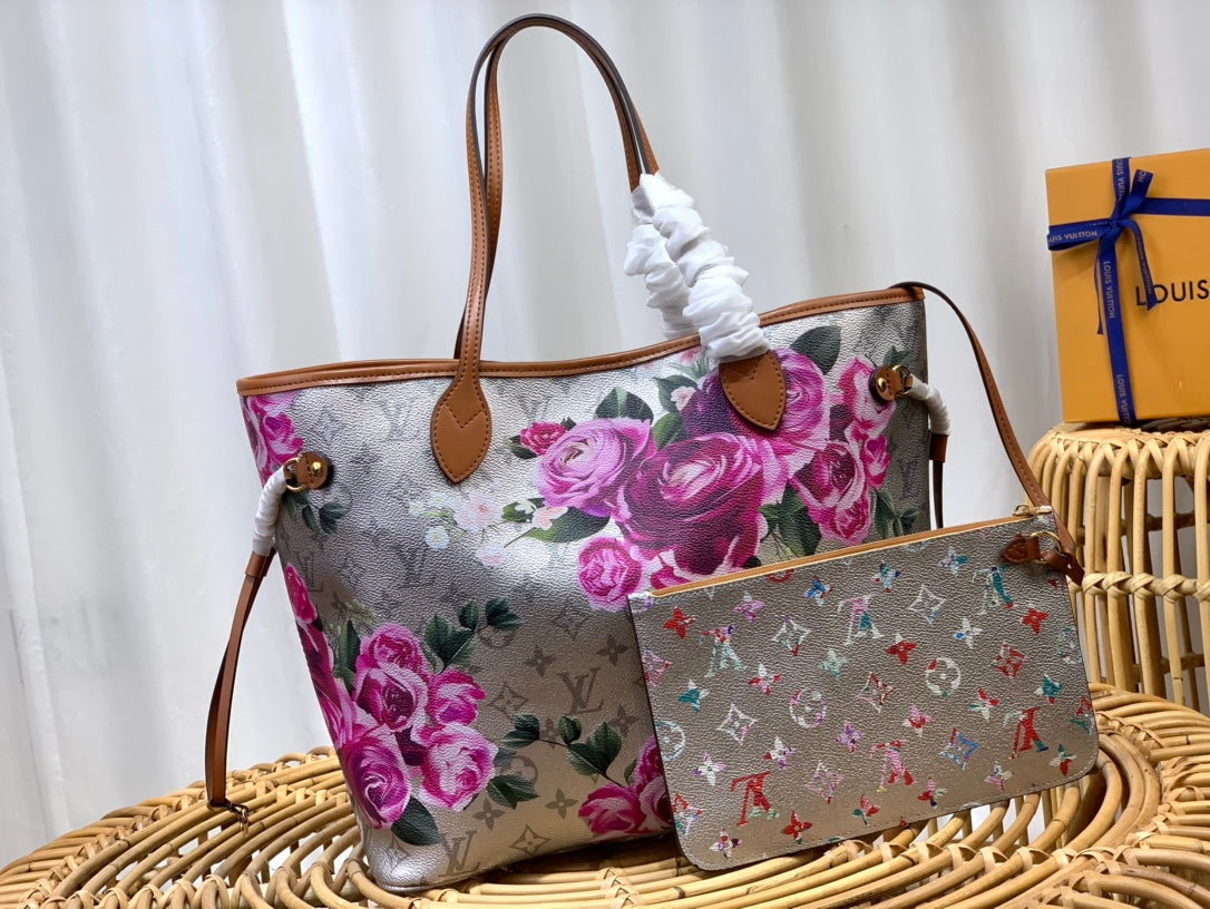 Louis Vuitton M21352 Neverfull MM Tote Bag Silver