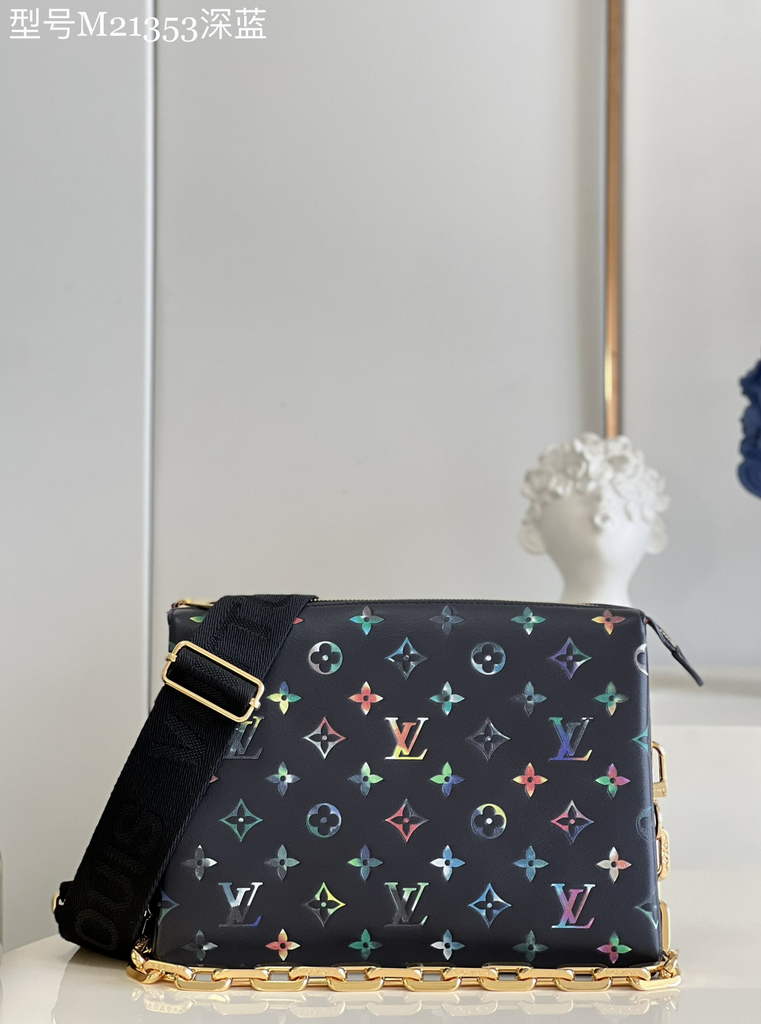 Louis Vuitton M21353 Coussin PM Handbag Lambskin Leather Navy Blue - Default Title - View 1