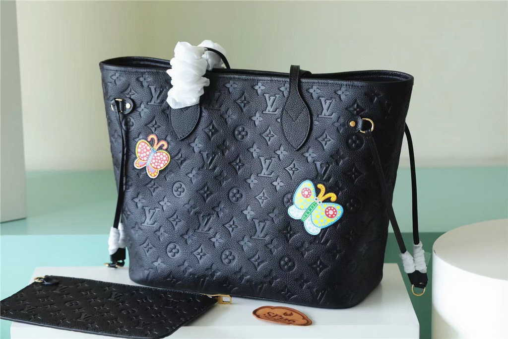 Louis Vuitton M21733 LV x YK Neverfull MM Monogram black Leather