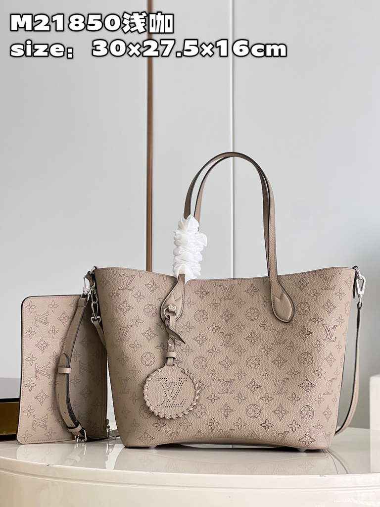 Louis Vuitton M21852 Blossom MM Bag Mahina Leather In Galet Beige - Default Title - View 1