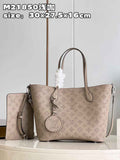 Louis Vuitton M21852 Blossom MM Bag Mahina Leather In Galet Beige - Default Title - View 1
