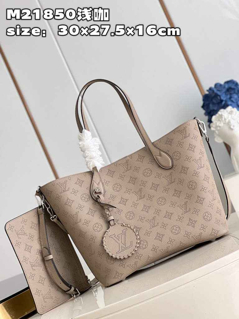 Louis Vuitton M21852 Blossom MM Bag Mahina Leather In Galet Beige - Default Title - View 2