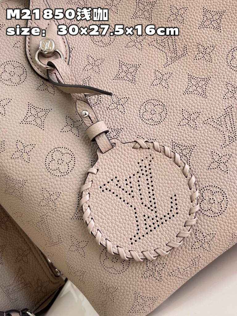 Louis Vuitton M21852 Blossom MM Bag Mahina Leather In Galet Beige - Default Title - View 3