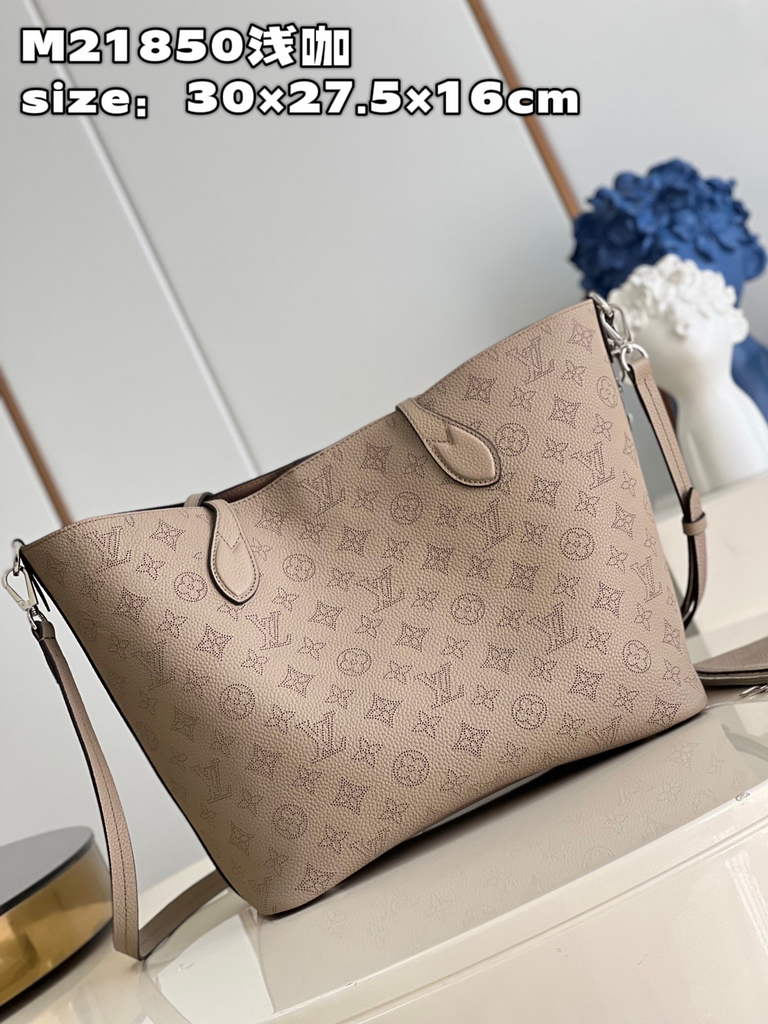 Louis Vuitton M21852 Blossom MM Bag Mahina Leather In Galet Beige - Default Title - View 6