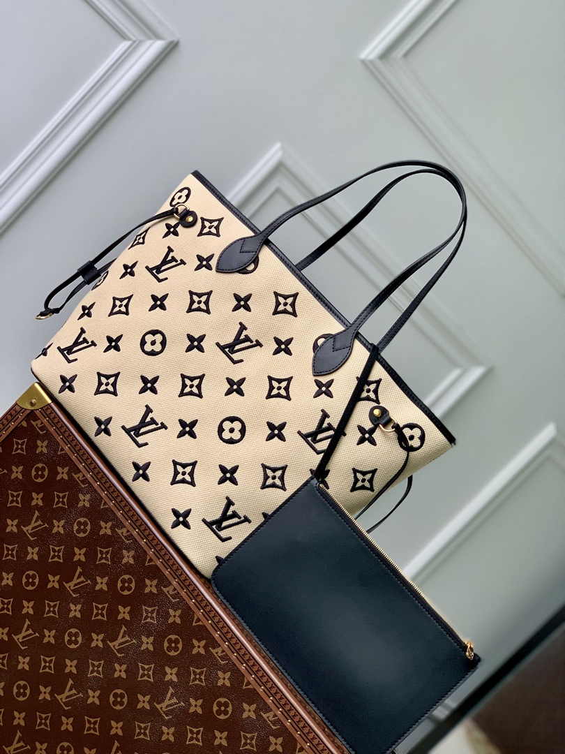 Louis Vuitton M22839 Neverfull MM Autres Toiles Monogram Black Beige