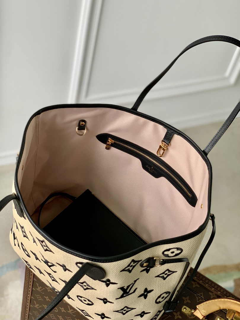 Louis Vuitton M22839 Neverfull MM Autres Toiles Monogram Black Beige