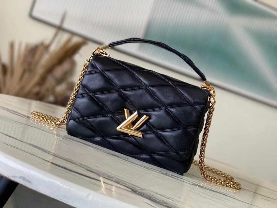 Louis Vuitton M22891 GO-14 MM Malletage Shoulder Bag Black Lambskin