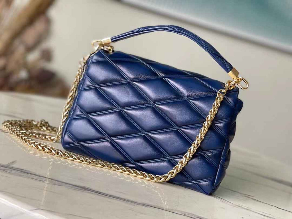 Louis Vuitton M23682 GO-14 MM Malletage Shoulder Bag Navy Blue Lambskin