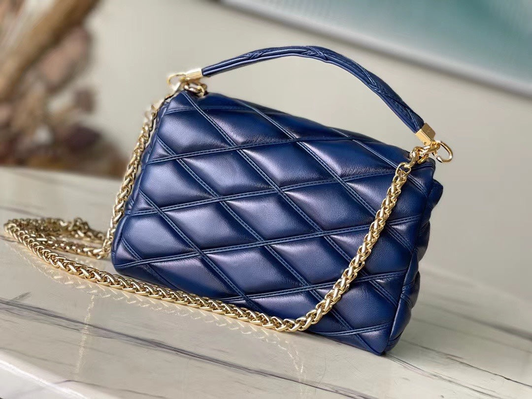 Louis Vuitton M23682 GO-14 MM Malletage Shoulder Bag Navy Blue Lambskin