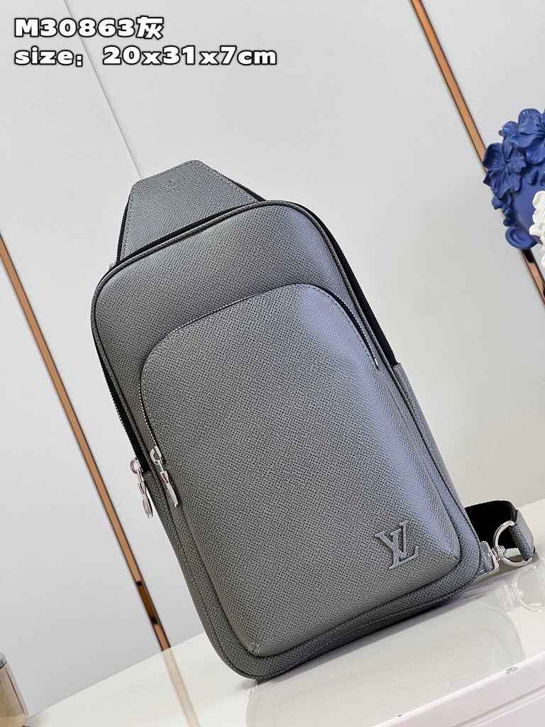 Louis Vuitton M30863 Avenue Slingbag Bag gray Taiga cowhide leather