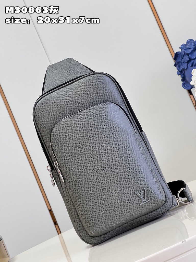 Louis Vuitton M30863 Avenue Slingbag Bag gray Taiga cowhide leather