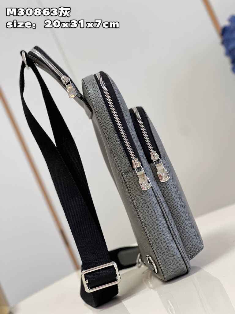 Louis Vuitton M30863 Avenue Slingbag Bag gray Taiga cowhide leather