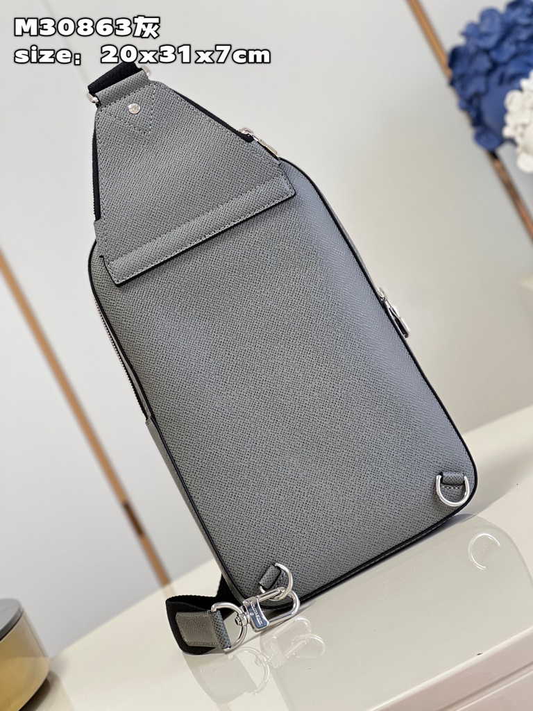 Louis Vuitton M30863 Avenue Slingbag Bag gray Taiga cowhide leather