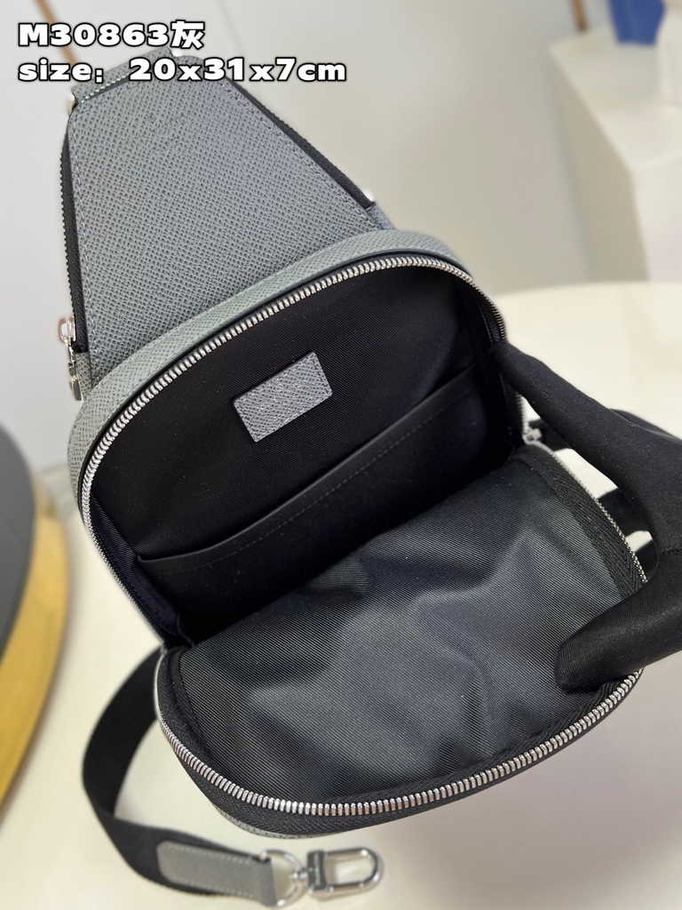 Louis Vuitton M30863 Avenue Slingbag Bag gray Taiga cowhide leather