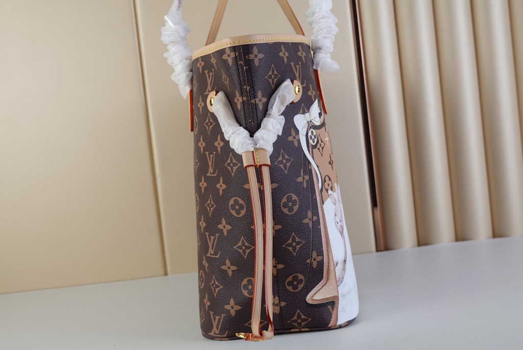 Louis Vuitton M40699 Neverfull MM Monogram Leather Cat