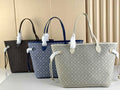 Louis Vuitton M40995 Neverfull MM Tote Bag Denim textile jacquard Beige