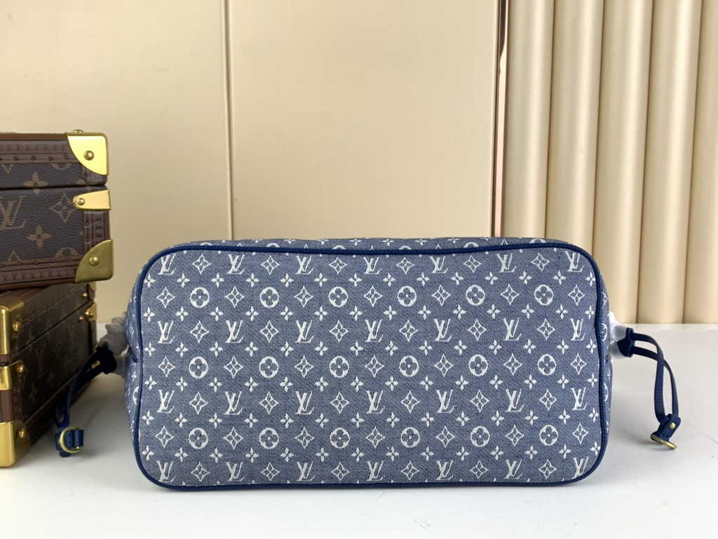 Louis Vuitton M40995 Neverfull MM Tote Bag Denim textile jacquard Blue
