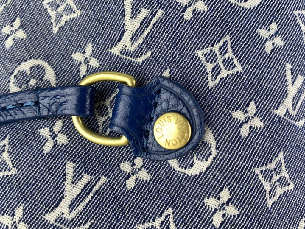 Louis Vuitton M40995 Neverfull MM Tote Bag Denim textile jacquard Blue