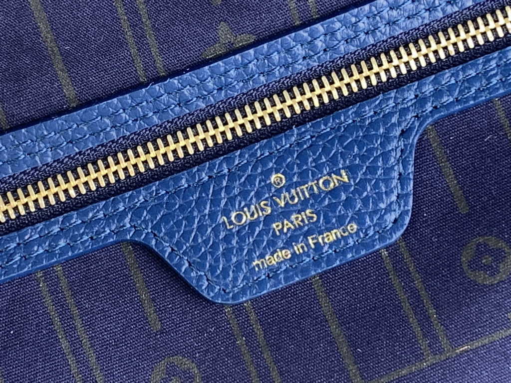 Louis Vuitton M40995 Neverfull MM Tote Bag Denim textile jacquard Blue