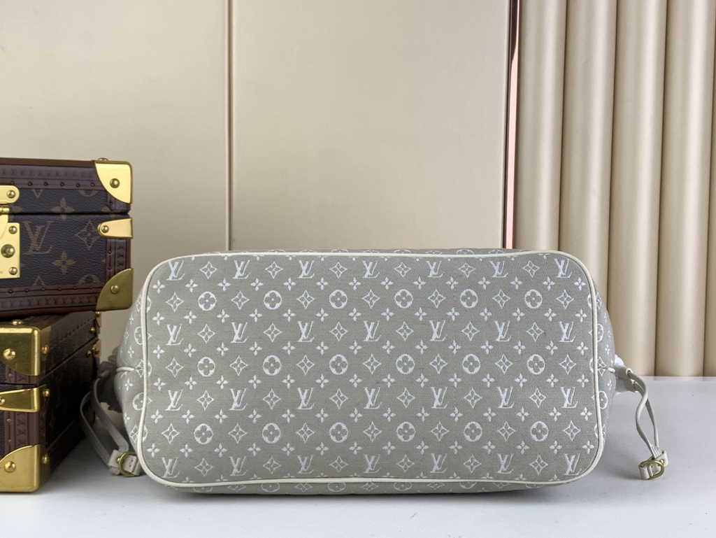 Louis Vuitton M40995 Neverfull MM Tote Bag Denim textile jacquard Beige