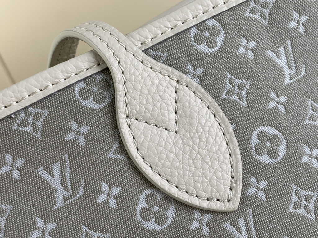Louis Vuitton M40995 Neverfull MM Tote Bag Denim textile jacquard Beige