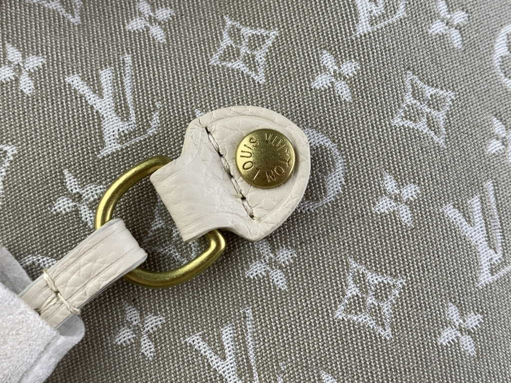 Louis Vuitton M40995 Neverfull MM Tote Bag Denim textile jacquard Beige