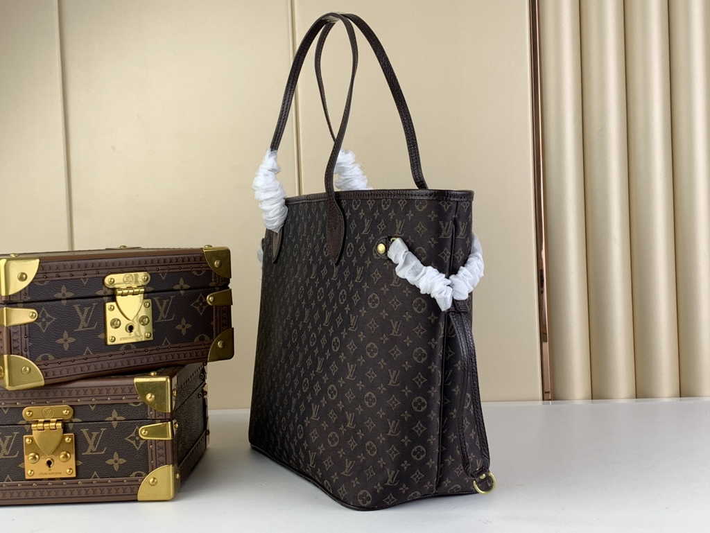 Louis Vuitton M40995 Neverfull MM Tote Bag Denim textile jacquard Brown
