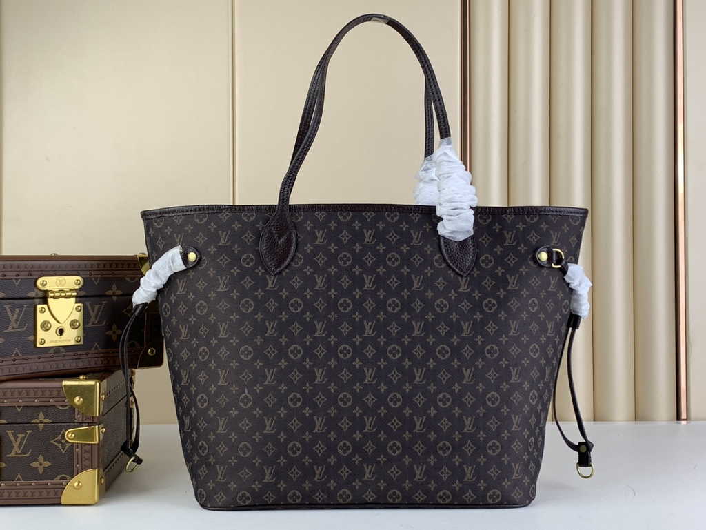 Louis Vuitton M40995 Neverfull MM Tote Bag Denim textile jacquard Brown