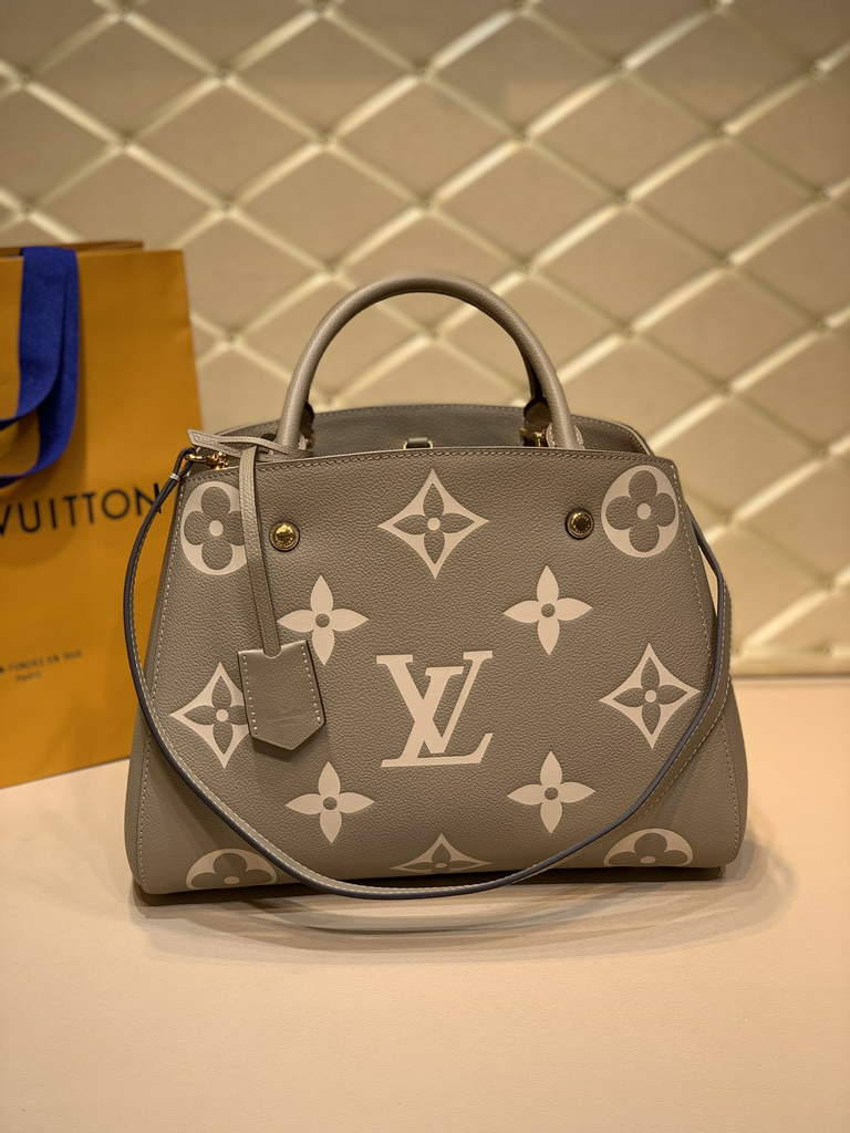 Louis Vuitton M41048 Montaigne MM Monogram Bicolor Leather Gray - Default Title - View 1